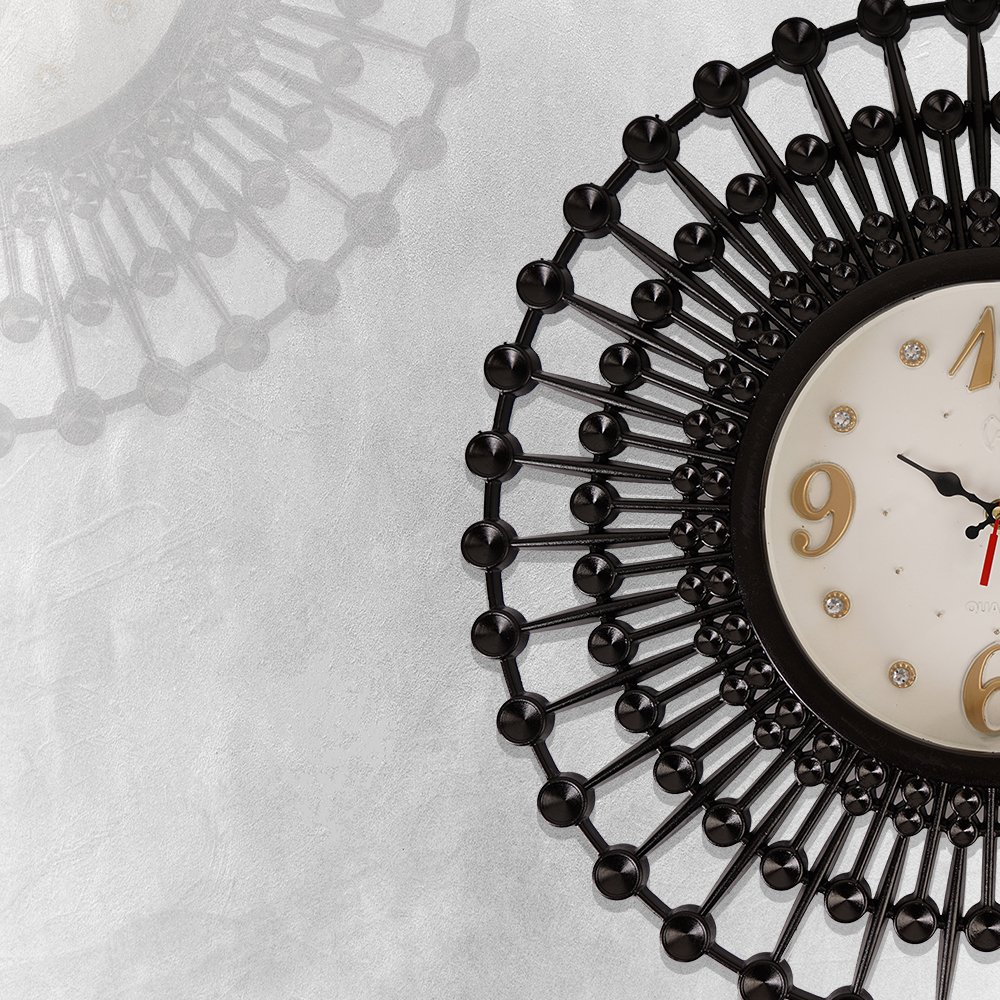 عرض ساعة حائط ديكورية فورجية مودرن مع بكرة لاصق ديكور ارضيات وحوائط ضد الماء - Image 3